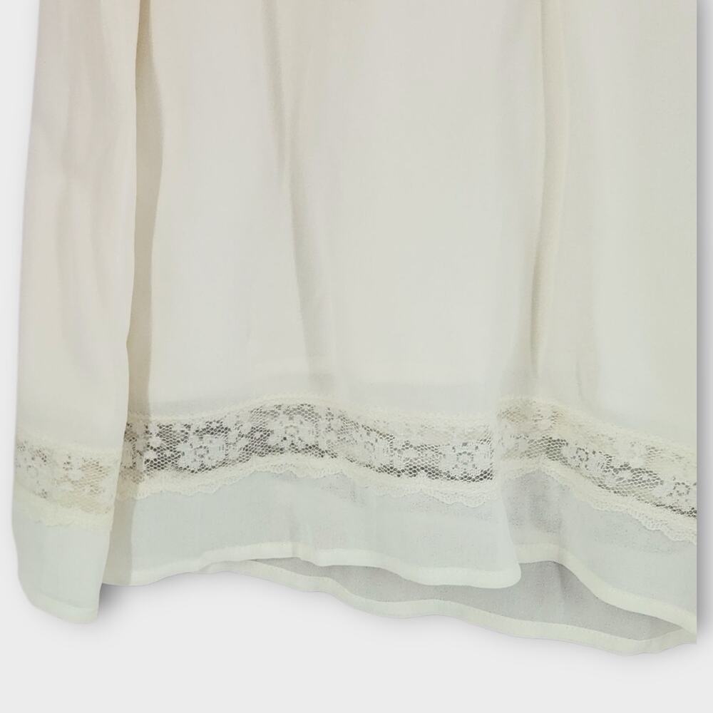 Reformation Quarry Mini Dress Women's 8 Ivory Sheer Sleeves Deep V-Neck NWT - Picture 4 of 9